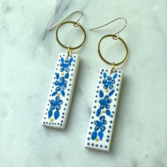 Polymer Clay Hand Painted Dangle Earrings - Picture 1 of 3